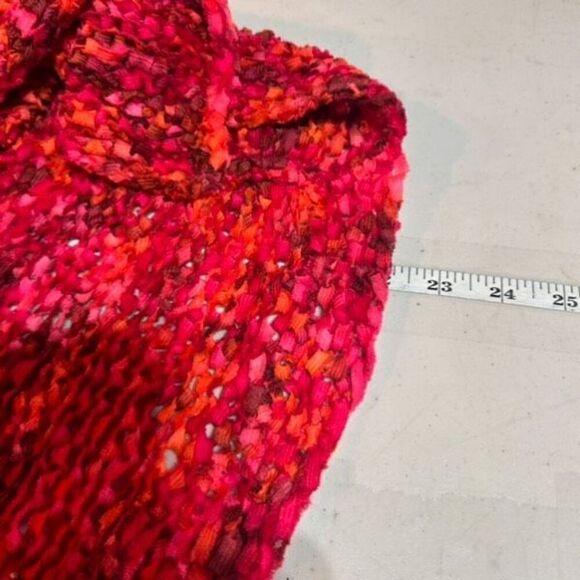 Hand Knit Handmade Loose Knit Colorful Front Tie Cardigan Boho Hippie Y2K Medium - Picture 11 of 12
